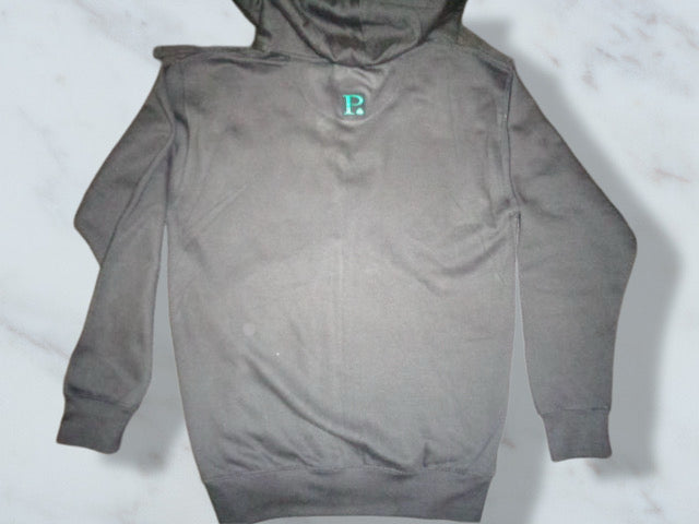 P. CONE HOODIE BLACK N GREEN (FRONT, BACK)