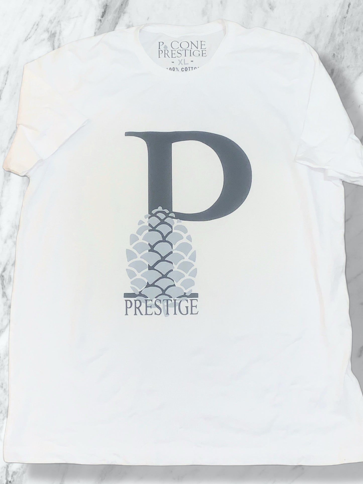 P. CONE PRESTIGE BRAND WHITE TEE (BLK/GRY)