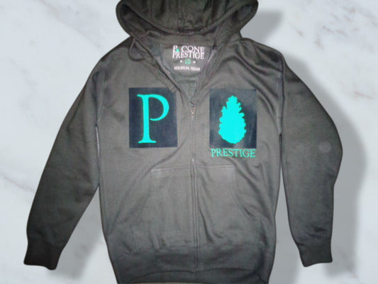 P. CONE HOODIE BLACK N GREEN (FRONT, BACK)